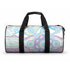Australian Indigenous Aboriginal Art Duffle Bag Vivid Pastel Pink Teal