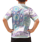 Australian Indigenous Aboriginal Art Family Matching Tank Maxi Dress and Hawaiian Shirt Vivid Pastel Pink Teal
