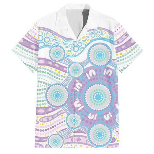 Australian Indigenous Aboriginal Art Family Matching Tank Maxi Dress and Hawaiian Shirt Vivid Pastel Pink Teal