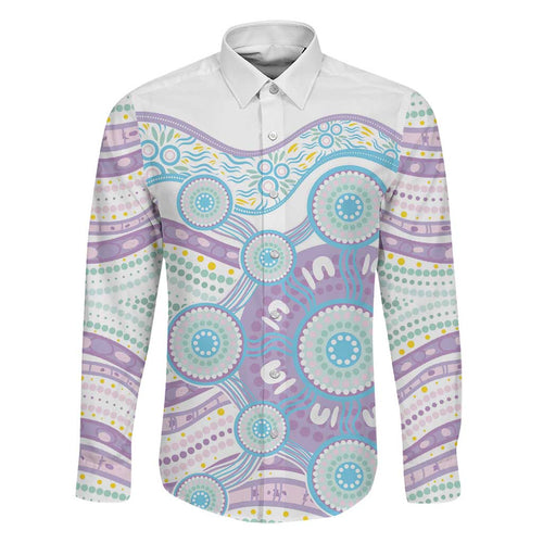 Australian Indigenous Aboriginal Art Family Matching Tank Maxi Dress and Hawaiian Shirt Vivid Pastel Pink Teal