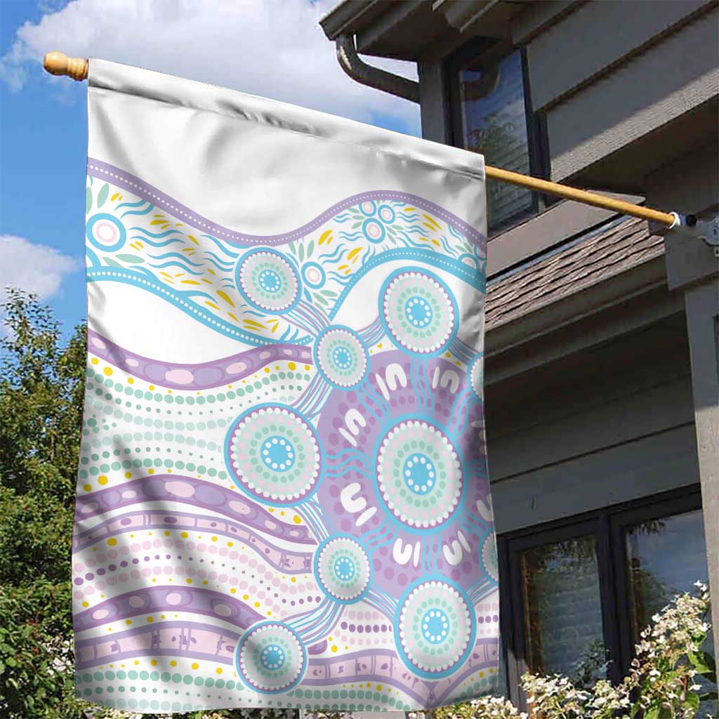 Australian Indigenous Aboriginal Art Garden Flag Vivid Pastel Pink Teal