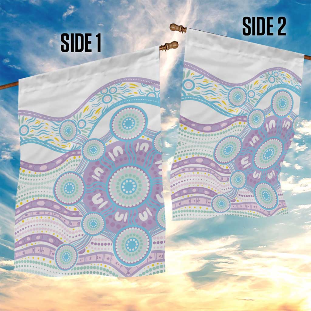 Australian Indigenous Aboriginal Art Garden Flag Vivid Pastel Pink Teal
