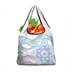 Australian Indigenous Aboriginal Art Grocery Bag Vivid Pastel Pink Teal