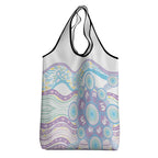 Australian Indigenous Aboriginal Art Grocery Bag Vivid Pastel Pink Teal