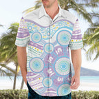 Australian Indigenous Aboriginal Art Hawaiian Shirt Vivid Pastel Pink Teal