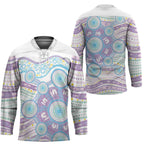 Australian Indigenous Aboriginal Art Hockey Jersey Vivid Pastel Pink Teal