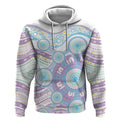 Australian Indigenous Aboriginal Art Hoodie Vivid Pastel Pink Teal