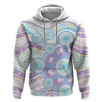 Australian Indigenous Aboriginal Art Hoodie Vivid Pastel Pink Teal