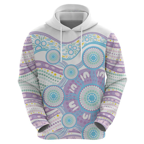 Australian Indigenous Aboriginal Art Hoodie Vivid Pastel Pink Teal