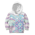 Australian Indigenous Aboriginal Art Kid Hoodie Vivid Pastel Pink Teal