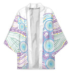 Australian Indigenous Aboriginal Art Kimono Vivid Pastel Pink Teal