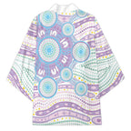 Australian Indigenous Aboriginal Art Kimono Vivid Pastel Pink Teal