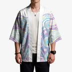 Australian Indigenous Aboriginal Art Kimono Vivid Pastel Pink Teal