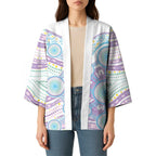 Australian Indigenous Aboriginal Art Kimono Vivid Pastel Pink Teal