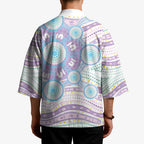 Australian Indigenous Aboriginal Art Kimono Vivid Pastel Pink Teal
