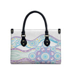 Australian Indigenous Aboriginal Art Leather Bag Vivid Pastel Pink Teal