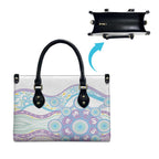 Australian Indigenous Aboriginal Art Leather Bag Vivid Pastel Pink Teal