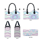 Australian Indigenous Aboriginal Art Leather Bag Vivid Pastel Pink Teal