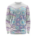 Australian Indigenous Aboriginal Art Long Sleeve Shirt Vivid Pastel Pink Teal