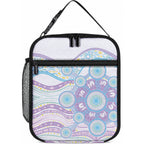 Australian Indigenous Aboriginal Art Lunch Bag Vivid Pastel Pink Teal