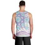 Australian Indigenous Aboriginal Art Men Tank Top Vivid Pastel Pink Teal