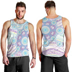 Australian Indigenous Aboriginal Art Men Tank Top Vivid Pastel Pink Teal