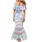 Australian Indigenous Aboriginal Art Mermaid Dress Vivid Pastel Pink Teal