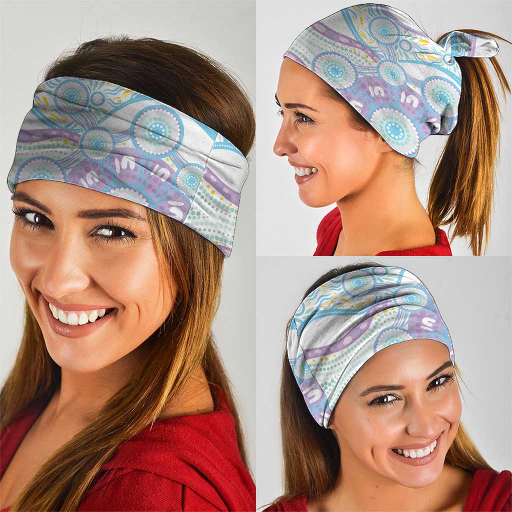Australian Indigenous Aboriginal Art Neck Gaiter Vivid Pastel Pink Teal