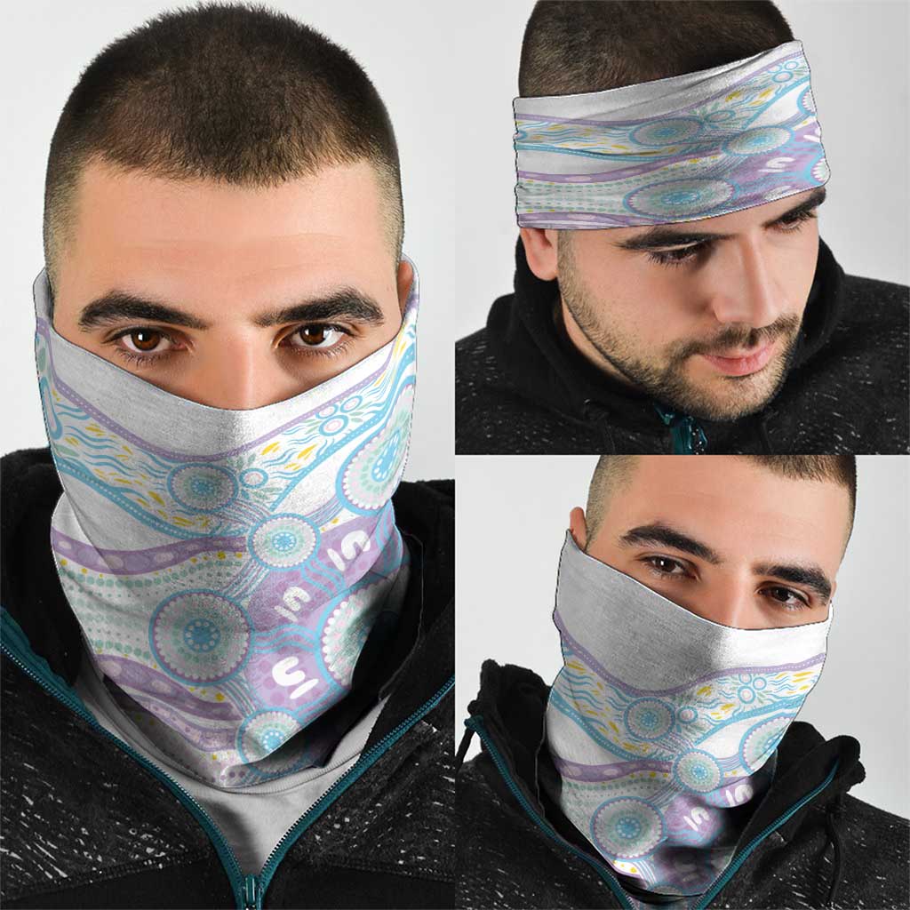 Australian Indigenous Aboriginal Art Neck Gaiter Vivid Pastel Pink Teal