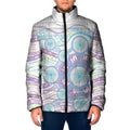 Australian Indigenous Aboriginal Art Padded Jacket Vivid Pastel Pink Teal