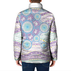 Australian Indigenous Aboriginal Art Padded Jacket Vivid Pastel Pink Teal
