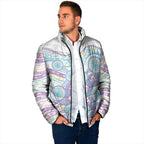 Australian Indigenous Aboriginal Art Padded Jacket Vivid Pastel Pink Teal