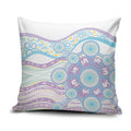 Australian Indigenous Aboriginal Art Pillow Cover Vivid Pastel Pink Teal