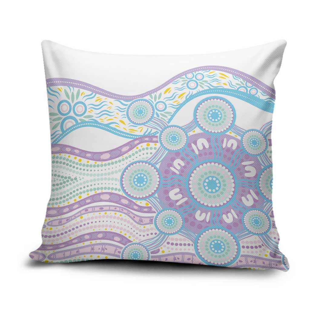 Australian Indigenous Aboriginal Art Pillow Cover Vivid Pastel Pink Teal