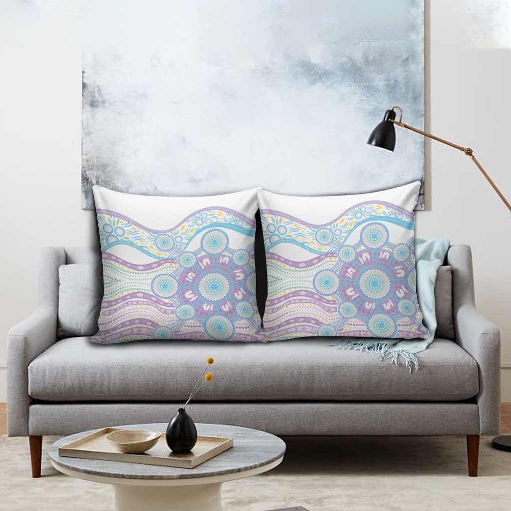 Australian Indigenous Aboriginal Art Pillow Cover Vivid Pastel Pink Teal