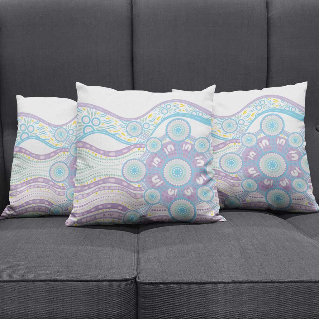 Australian Indigenous Aboriginal Art Pillow Cover Vivid Pastel Pink Teal