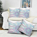 Australian Indigenous Aboriginal Art Pillow Cover Vivid Pastel Pink Teal
