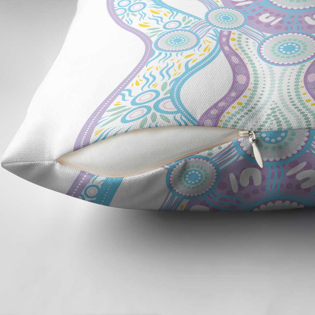 Australian Indigenous Aboriginal Art Pillow Cover Vivid Pastel Pink Teal