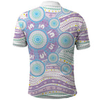 Australian Indigenous Aboriginal Art Polo Shirt Vivid Pastel Pink Teal