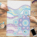 Australian Indigenous Aboriginal Art Puzzle Vivid Pastel Pink Teal
