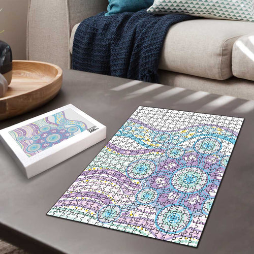 Australian Indigenous Aboriginal Art Puzzle Vivid Pastel Pink Teal
