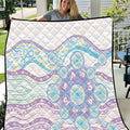 Australian Indigenous Aboriginal Art Quilt Vivid Pastel Pink Teal