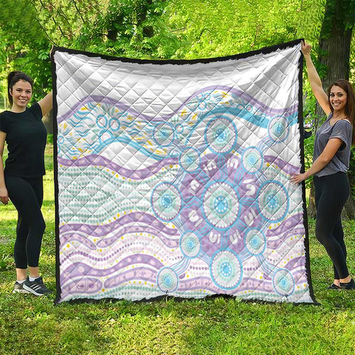 Australian Indigenous Aboriginal Art Quilt Vivid Pastel Pink Teal