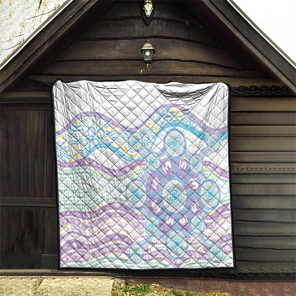 Australian Indigenous Aboriginal Art Quilt Vivid Pastel Pink Teal