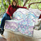Australian Indigenous Aboriginal Art Quilt Vivid Pastel Pink Teal