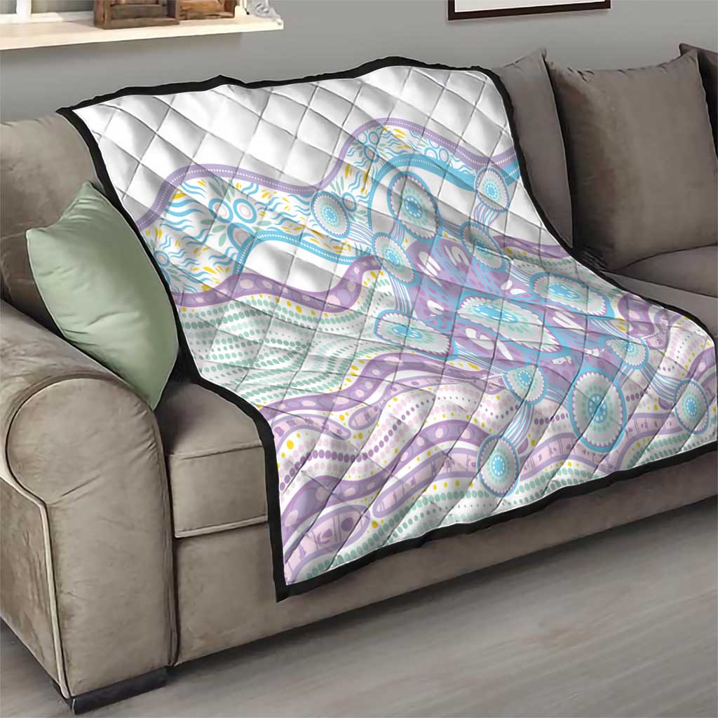 Australian Indigenous Aboriginal Art Quilt Vivid Pastel Pink Teal