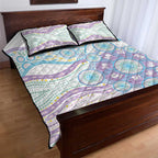 Australian Indigenous Aboriginal Art Quilt Bed Set Vivid Pastel Pink Teal