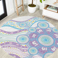 Australian Indigenous Aboriginal Art Round Carpet Vivid Pastel Pink Teal