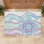 Australian Indigenous Aboriginal Art Rubber Doormat Vivid Pastel Pink Teal