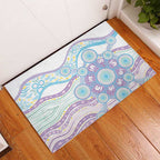 Australian Indigenous Aboriginal Art Rubber Doormat Vivid Pastel Pink Teal